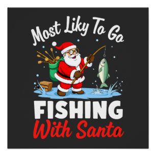Christmas Merry Christmas For Gift Fishing Santa ( Poster