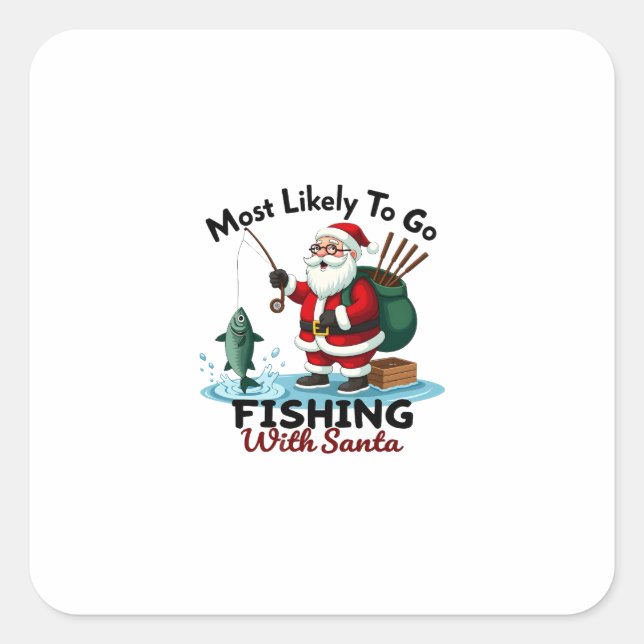 Christmas Merry Christmas For Gift Fishing Santa ( Square Sticker (Front)