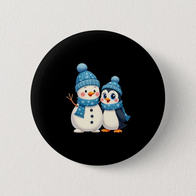 Christmas Merry Christmas For Gift Penguin Snowman 6 Cm Round Badge (Front)
