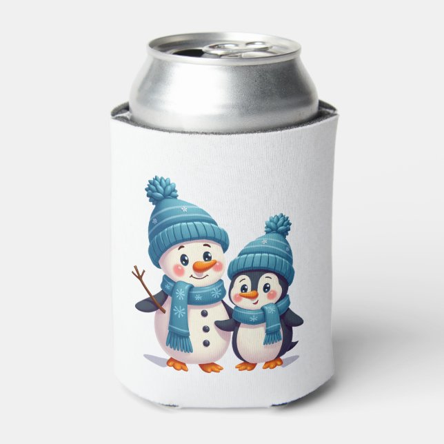 Christmas Merry Christmas For Gift Penguin Snowman Can Cooler (Can Front)