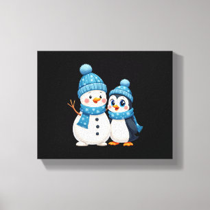 Christmas Merry Christmas For Gift Penguin Snowman Canvas Print