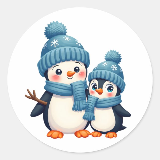 Christmas Merry Christmas For Gift Penguin Snowman Classic Round Sticker (Front)