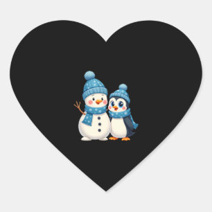 Christmas Merry Christmas For Gift Penguin Snowman Heart Sticker