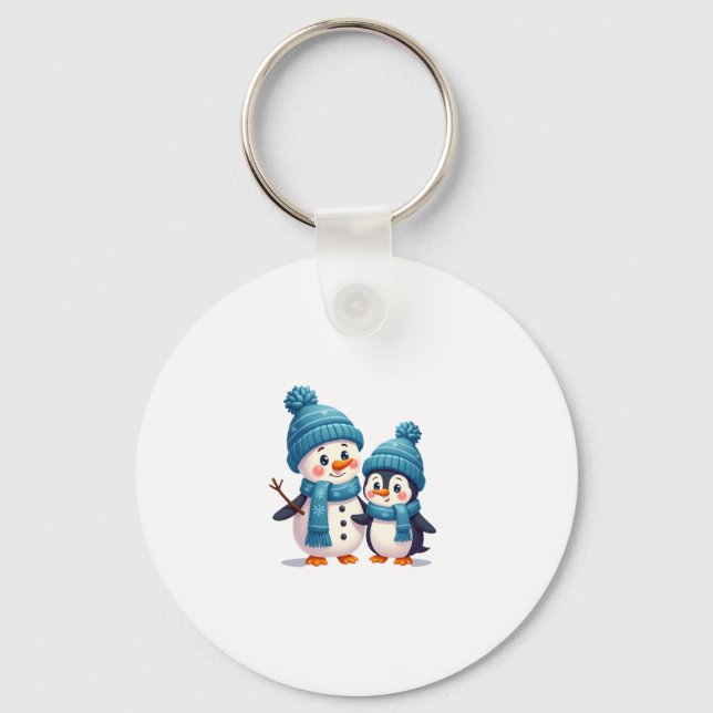 Christmas Merry Christmas For Gift Penguin Snowman Key Ring (Front)