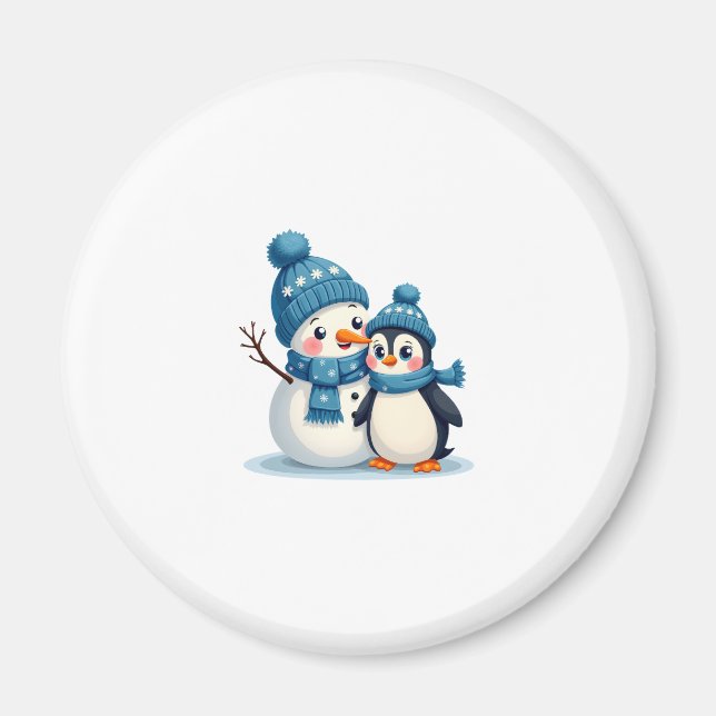 Christmas Merry Christmas For Gift Penguin Snowman Magnet (Front)