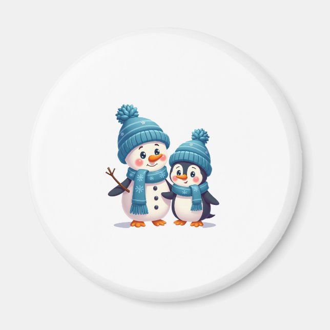 Christmas Merry Christmas For Gift Penguin Snowman Magnet (Front)