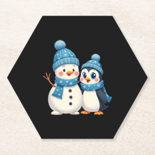 Christmas Merry Christmas For Gift Penguin Snowman Paper Coaster