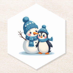 Christmas Merry Christmas For Gift Penguin Snowman Paper Coaster