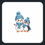 Christmas Merry Christmas For Gift Penguin Snowman Square Sticker<br><div class="desc">Christmas Merry Christmas For Gift Penguin Snowman (2)</div>