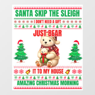 Christmas Merry Christmas For Gift White Bear Window Cling
