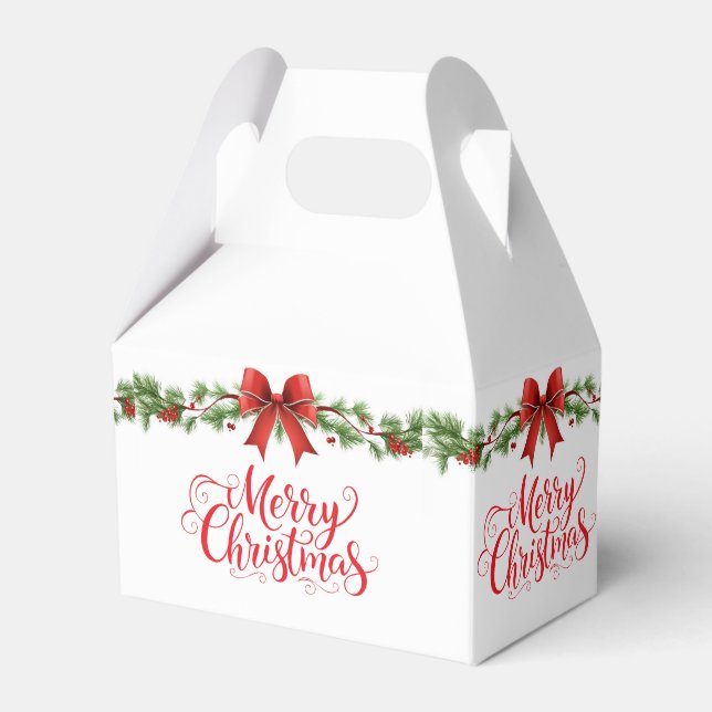 Christmas Merry Christmas Garland Favor Gift Box (Front Side)