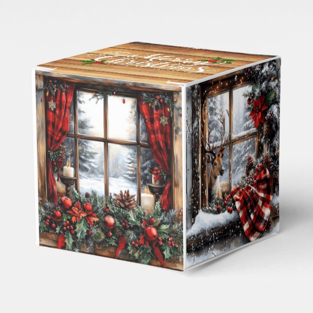 Christmas Merry Christmas Hunting Cabin Snow Gift Favour Box (Front Side)