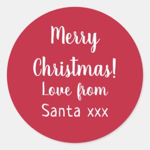 Christmas Merry Christmas Love From Santa Red Classic Round Sticker