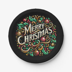 Christmas Merry Christmas Morning Holiday Cute Paper Plate