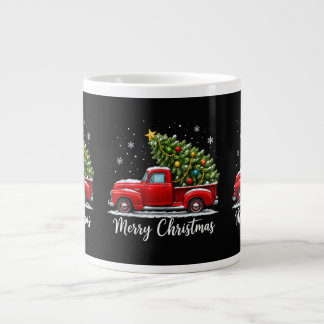 Christmas Merry Christmas Red Truck Tree Men Women Large Coffee Mug