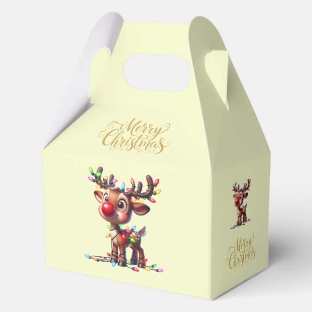 Christmas Merry Christmas Rudolph Favor Gift Box (Front)