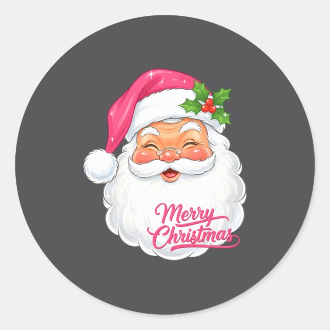 Christmas Merry Christmas Santa Face Jolly Santa C Classic Round Sticker (Front)