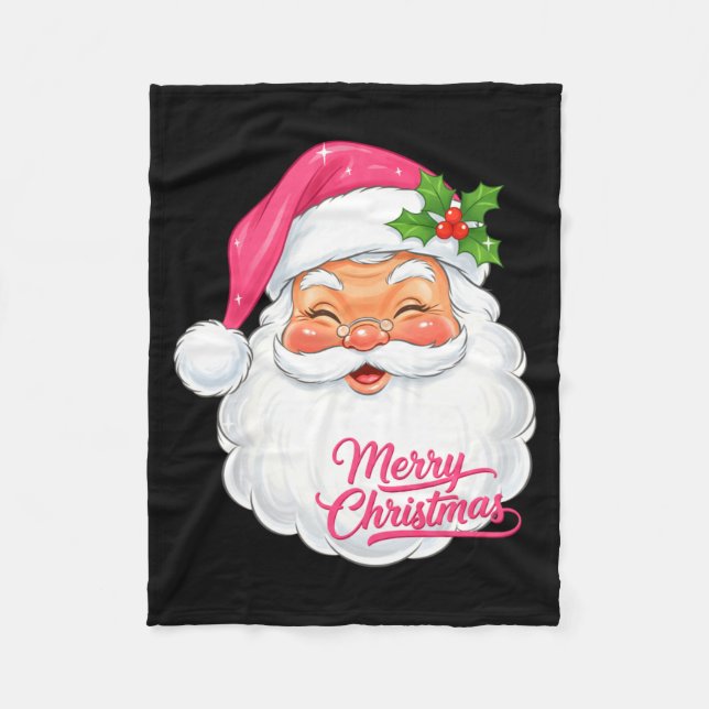 Christmas Merry Christmas Santa Face Jolly Santa C Fleece Blanket (Front)