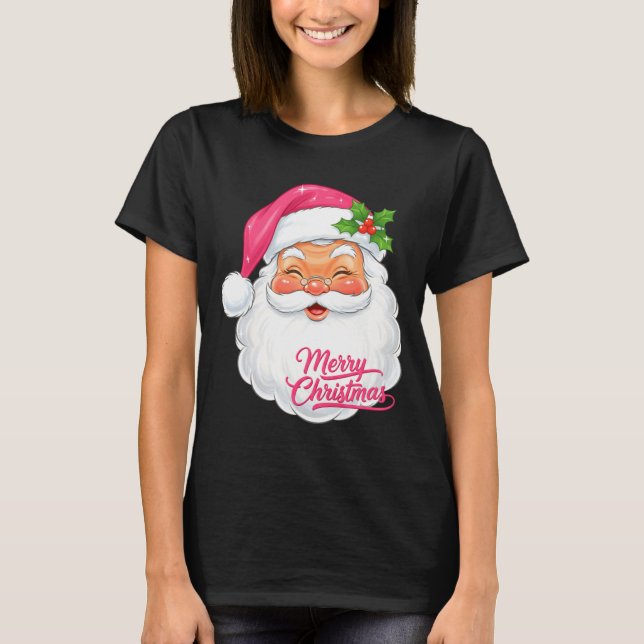 Christmas Merry Christmas Santa Face Jolly Santa C T-Shirt (Front)