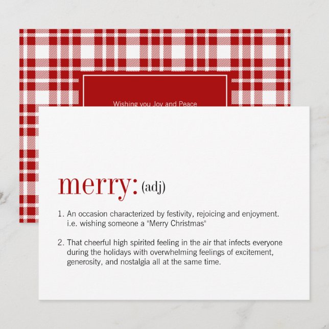 Christmas Merry Definition Holiday Card (Front/Back)