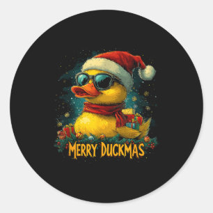Christmas Merry Duckmas Funny Quackmas Pajama Duck Classic Round Sticker