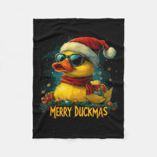Christmas Merry Duckmas Funny Quackmas Pajama Duck Fleece Blanket