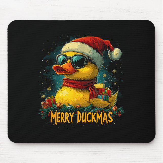 Christmas Merry Duckmas Funny Quackmas Pajama Duck Mouse Mat (Front)
