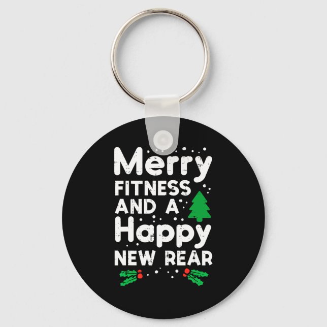 Christmas Merry Fitness Happy New Rear Xmas Workou Key Ring (Front)