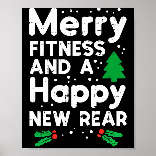 Christmas Merry Fitness Happy New Rear Xmas Workou Poster (Front)