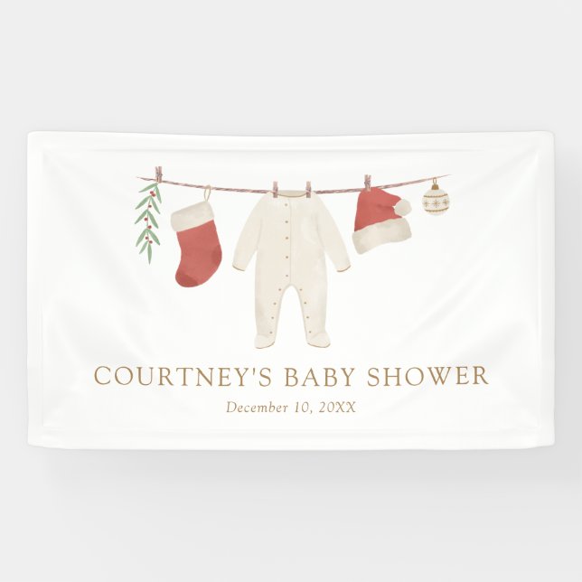 Christmas Merry Little Baby Shower Banner (Horizontal)