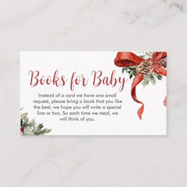 Christmas Merry Little Baby Shower Books for Baby Enclosure Card (Front)
