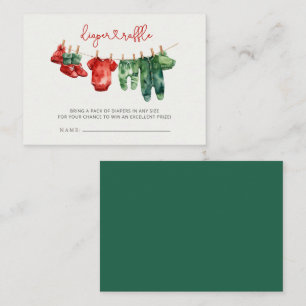 Christmas Merry Little Baby Shower Diaper Raffle Enclosure Card