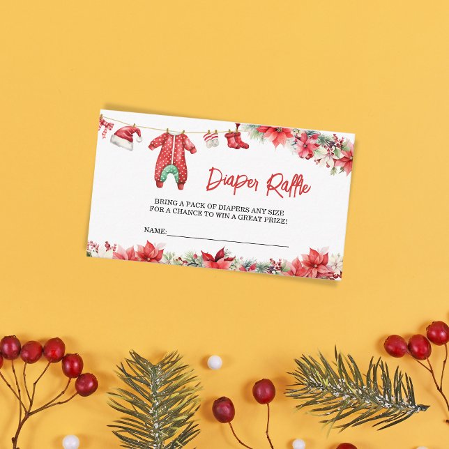 Christmas Merry Little Baby Shower Diaper Raffle Enclosure Card (Creator Uploaded)