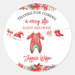 Christmas Merry Little Baby Shower Gender Neutral Classic Round Sticker
