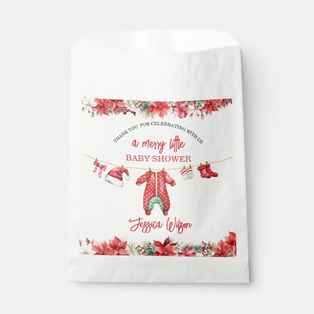 Christmas Merry Little Baby Shower Gender Neutral Favour Bags (Front)