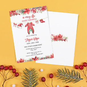 Christmas Merry Little Baby Shower Gender Neutral Invitation