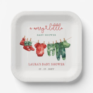 Christmas Merry Little Baby Shower Gender Neutral Paper Plate