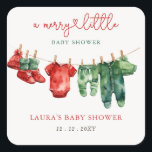 Christmas Merry Little Baby Shower Gender Neutral Square Sticker<br><div class="desc">Christmas Merry Little Baby Shower Gender Neutral Baby Shower Stickers</div>