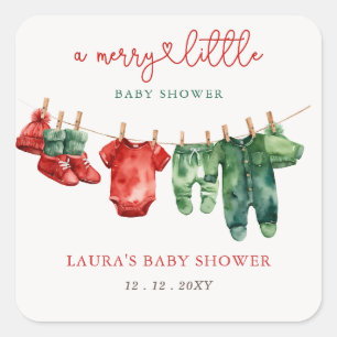 Christmas Merry Little Baby Shower Gender Neutral Square Sticker