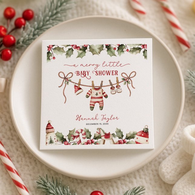 Christmas Merry Little Baby Shower Napkin (Creator Uploaded)