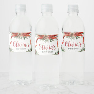 Christmas Merry Little Baby Shower Water Bottle Label