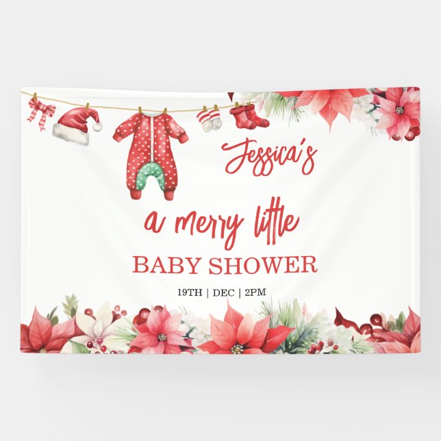 Christmas Merry Little Baby Shower Welcome Sign (Horizontal)