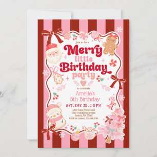 Christmas Merry Little Birthday Invitation