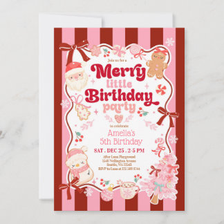 Christmas Merry Little Birthday Invitation