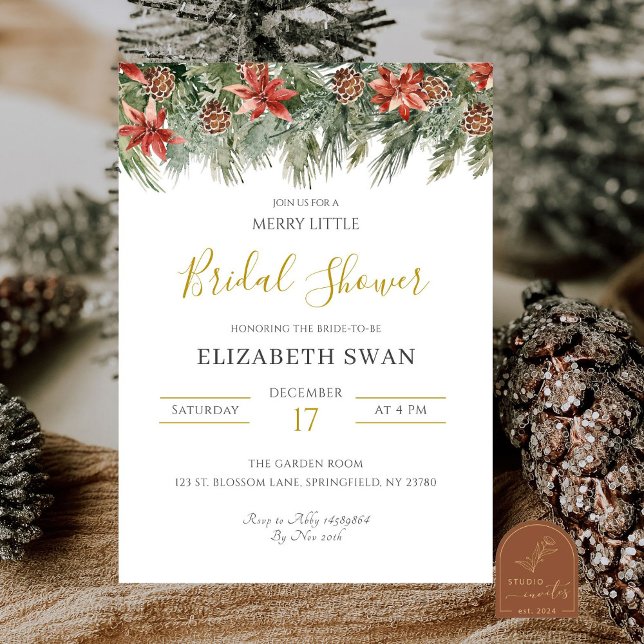 Christmas Merry Little Bridal Shower Invitation (Creator Uploaded)