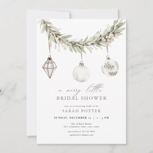 Christmas Merry Little Bridal Shower Invitation (Front)
