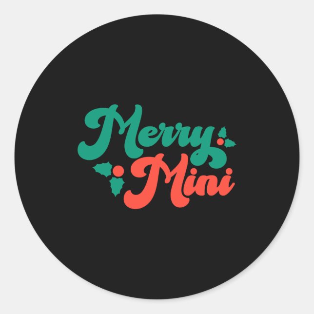Christmas Merry Mini Cute Modern Tygraphy Script B Classic Round Sticker (Front)