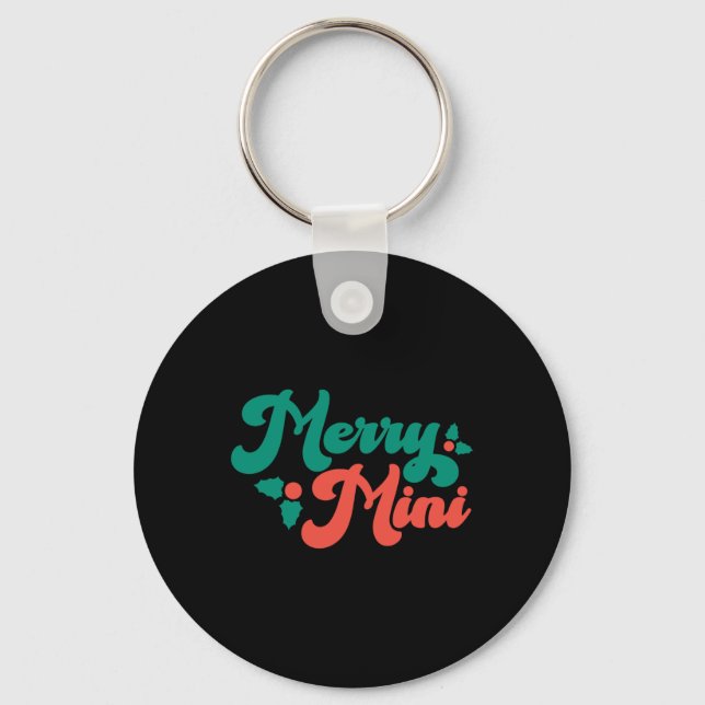 Christmas Merry Mini Cute Modern Tygraphy Script B Key Ring (Front)