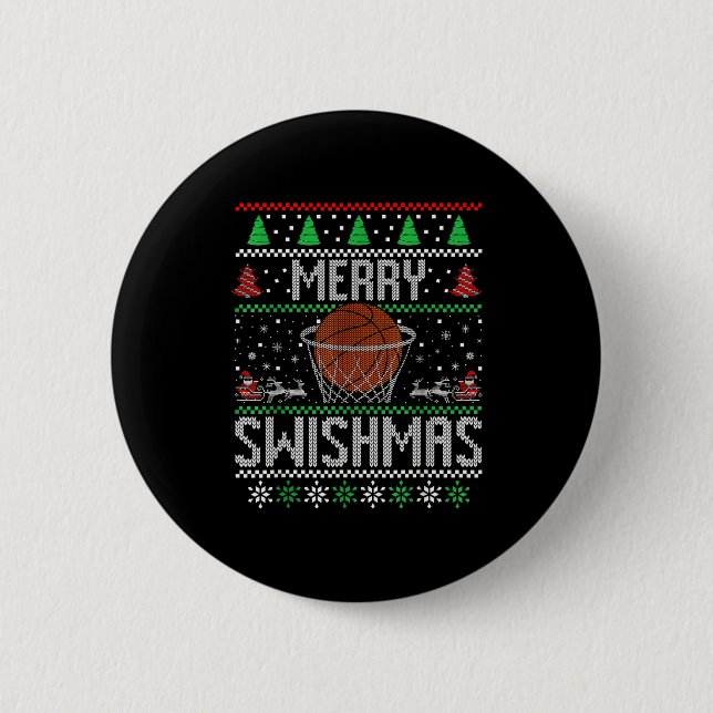 Christmas Merry Swishmas Ugly Christmas Sweater Ba 6 Cm Round Badge (Front)