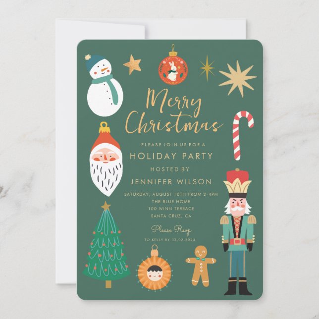 Christmas Merry  Whimsical Holiday  Party Invitation (Front)